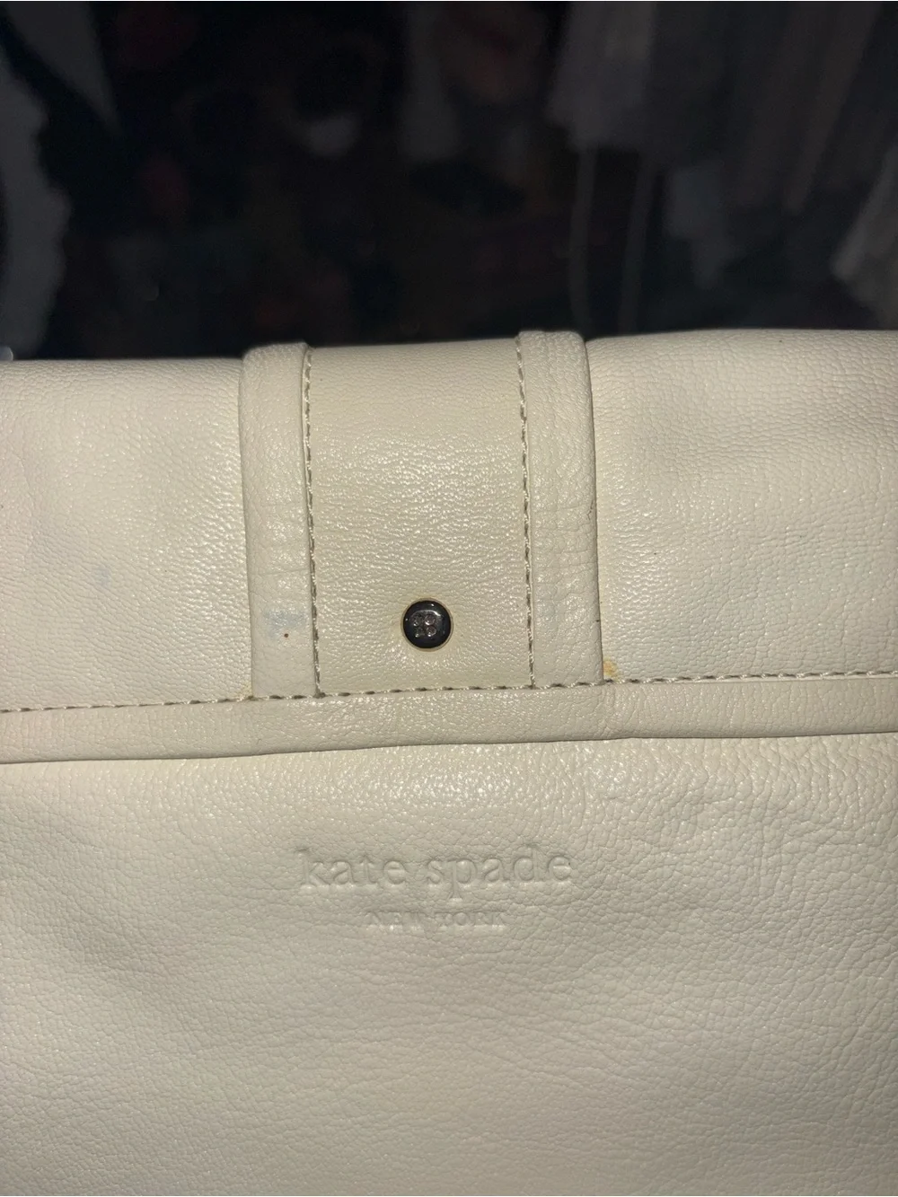 kate spade Cream Leather Shoulder Bag with Gold Hardware